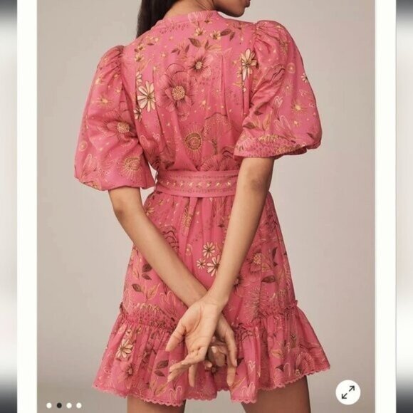 NWT Size SP - Farm Rio Floral Button-Front Belted Mini Dress (NWT US$ 230) - Picture 5 of 15